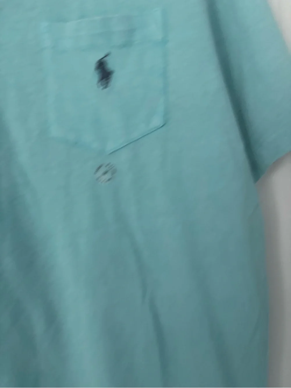 NWT Polo Ralph Lauren Cotton-Linen Johnny Collar Pocket Polo Shirt Aqua Blue M